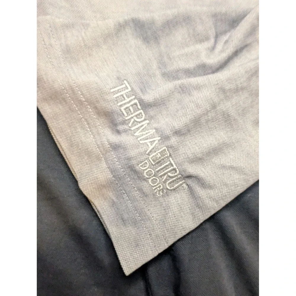Travis Mathew‎ Mens Polo Shirt Short Sleeve Large Gray Golf Therma Tru Doors Tee